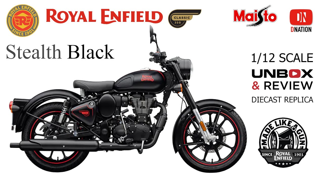Royal Enfield Classic 350 Stealth Black 1:12 scale Replica by Maisto Unbox & Review by Dnation