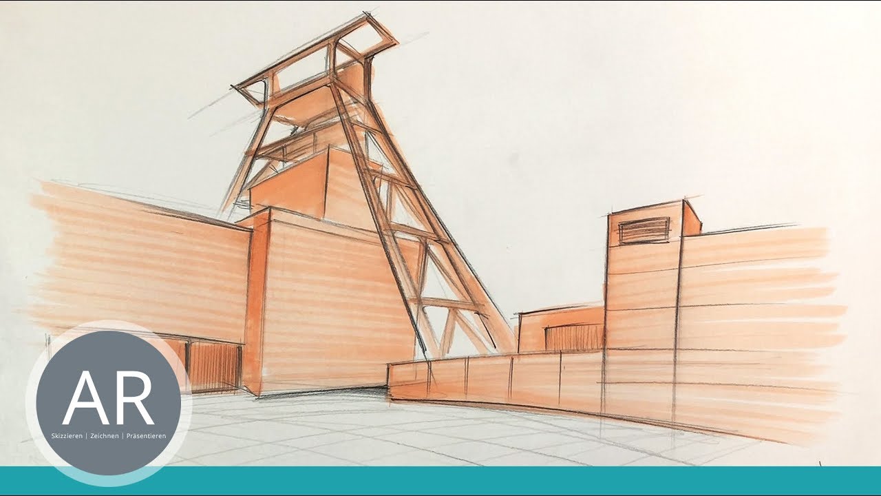 Architektur-Schnell-Skizzen. Marker und Bleistift. . Mappenkurs Architektur
