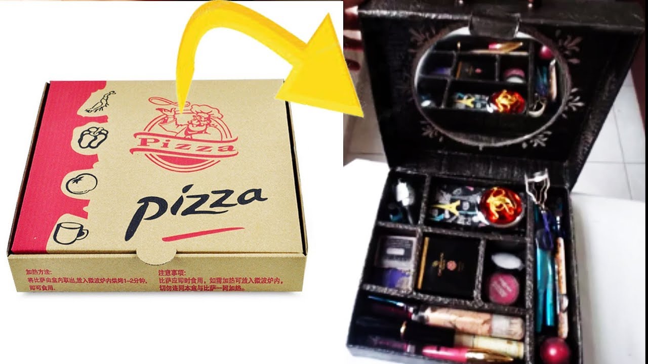 Como hacer un maletín organizador de maquillaje con cajas de cartón, manualidades fáciles