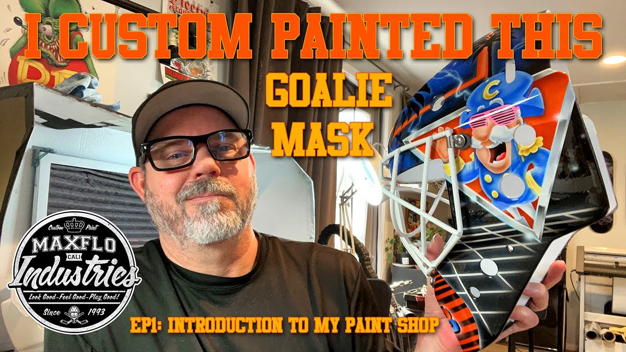 Maxflo Industries EP1. Introduction to my Workshop and Custom  Goalie Mask Paint Studio