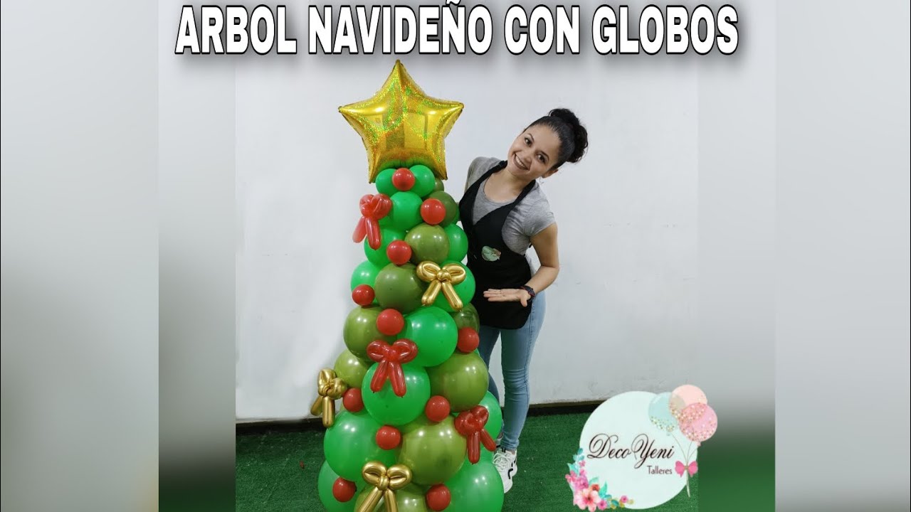 COMO HACER ARBOL NAVIDEÑO CON GLOBOS (SUPER FACIL DE HACER)🎄🤗🎈 decoración con globos