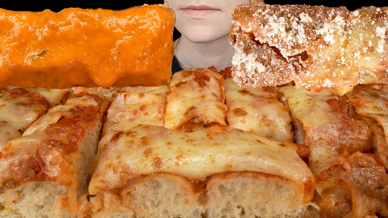 ASMR Sicilian Pizza with Creamy Vodka Sauce & Cheese Eating Sounds