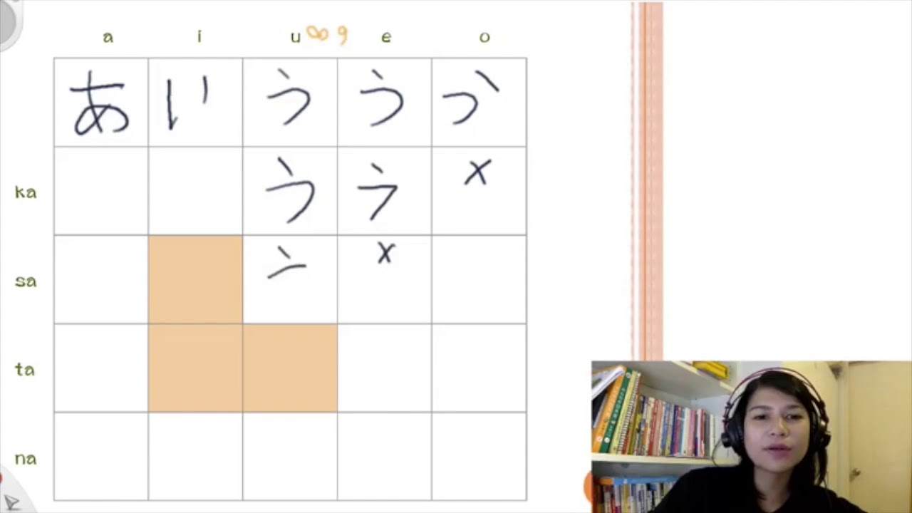 ตัวอักษรญี่ปุ่น ฮิรางานะ #1 あいうえお แบบจับมือเขียนทีละเส้นๆ