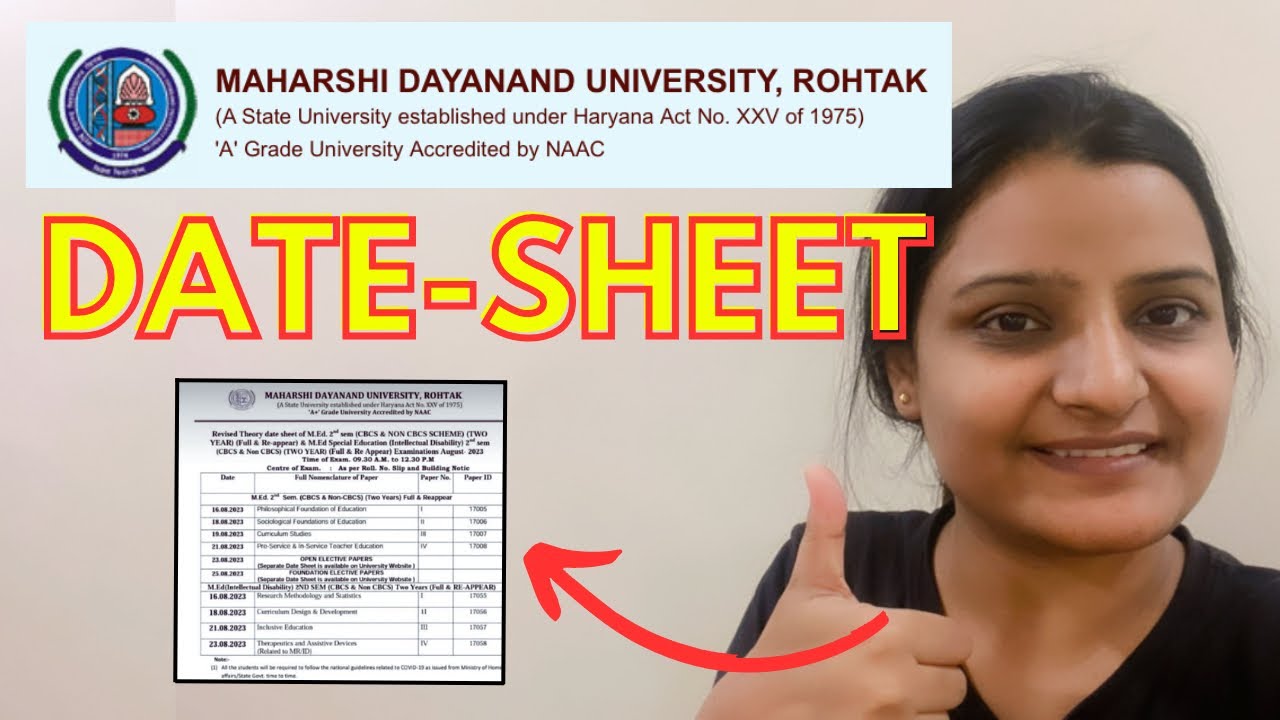 🔥 GOOD NEWS 🔥 MDU DATE-SHEET 2023 EXAMS FOR M.ED. 2nd SEMESTER 👍🏻✅