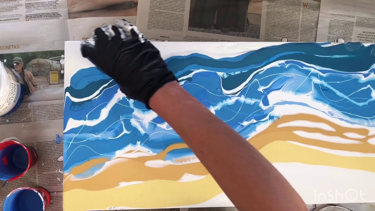 Acrylic pouring - najtaniej: farby do ścian i woda. Dla początkujących
