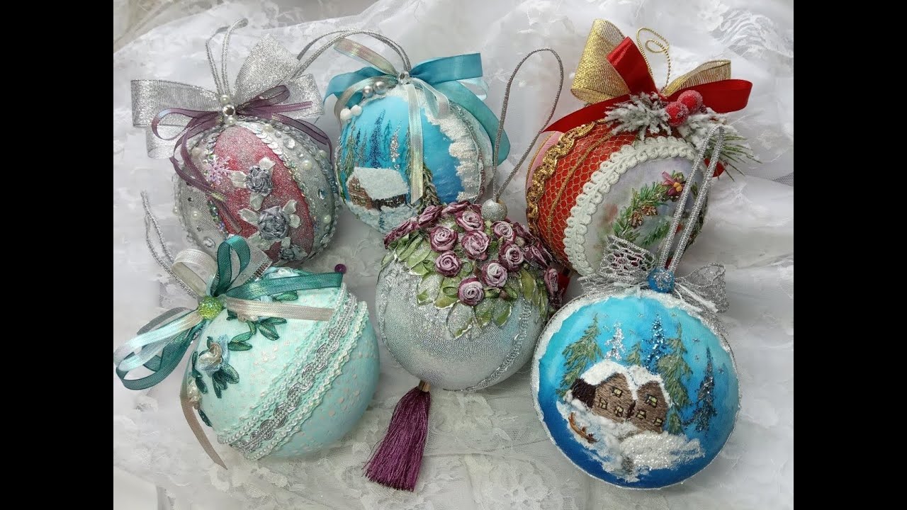 Украшения на ёлку своими руками. Новогодний шар .  Урок 1. New Year's ball on the tree.