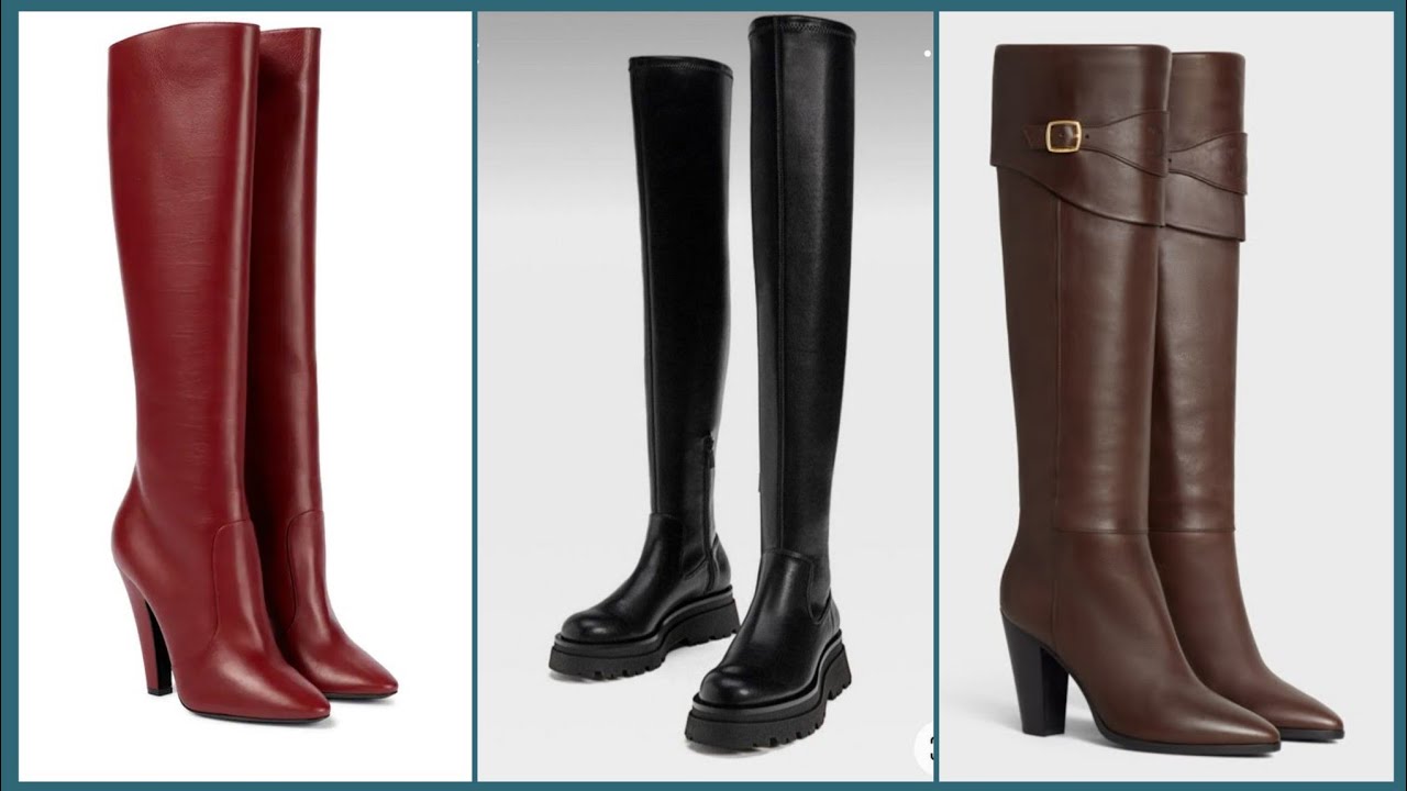 Beautiful 😍 stylish leather long boots designing ideas #leatherdesign 
