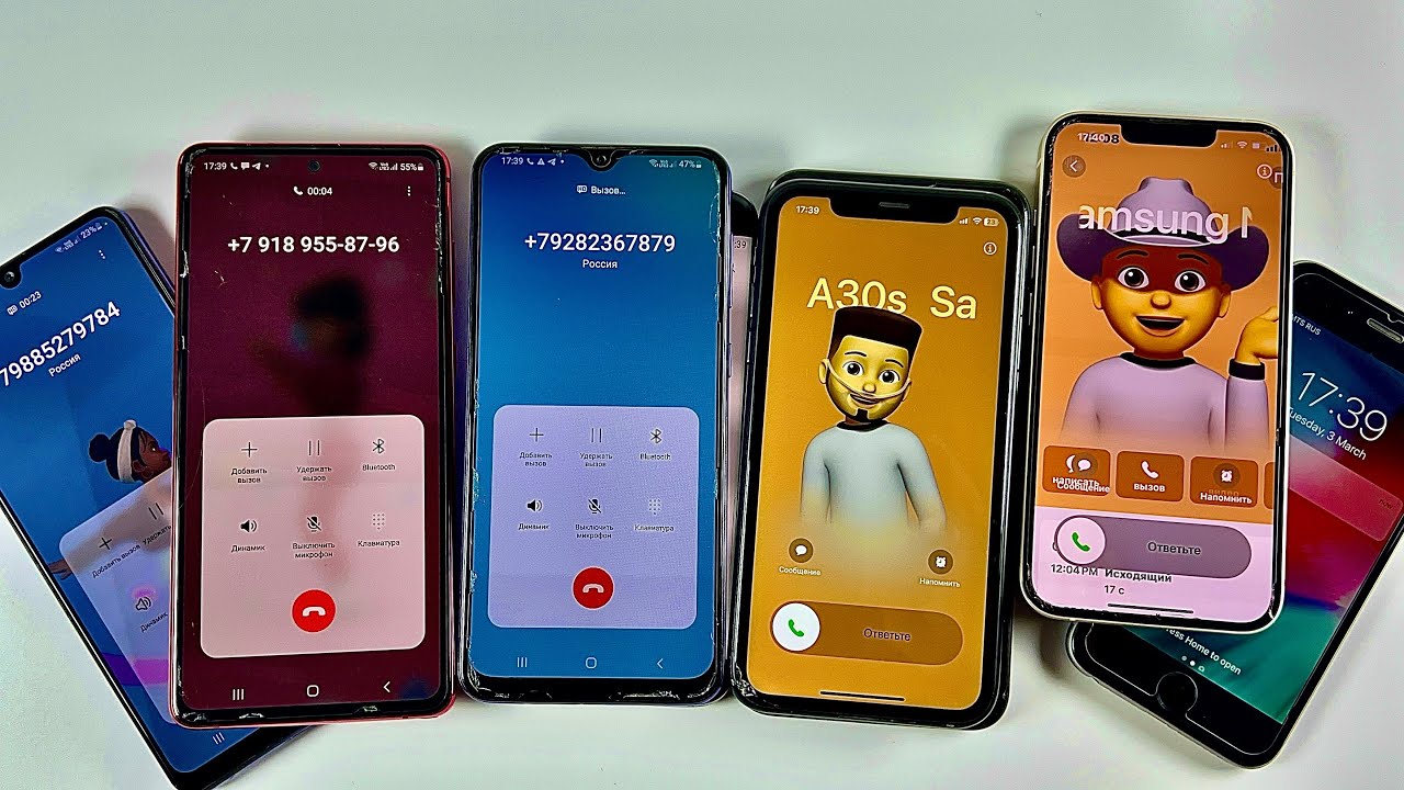 Chaotic incoming call & iPhone 5 + 6 + 8 Plus + 13 & Samsung Galaxy A32 & Samsung Galaxy Note 10