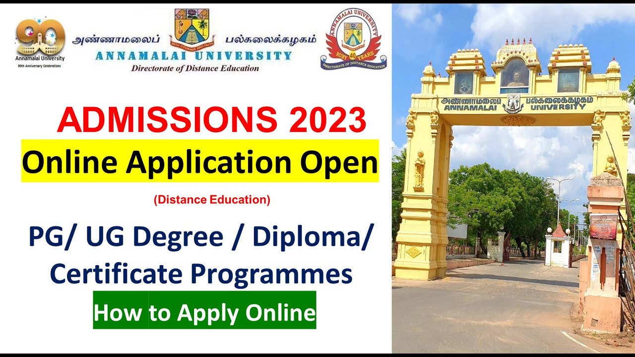 Annamalai University Admission 2023 Online Application Open for Distance Education #audde #annamalai