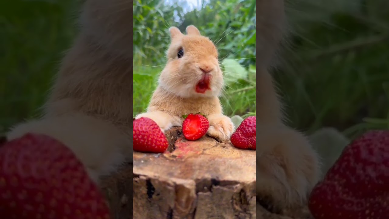 Кролик кушает ягодку #милота #краш #милашка #зайчик #ягода #cute #shorts