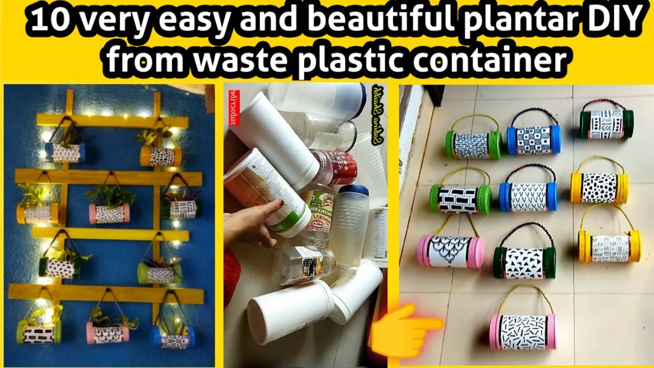 10 Easy and beautiful pot painting ideas / बेकार प्लास्टीक के डब्बो से बनाए /  best out of waste DIY