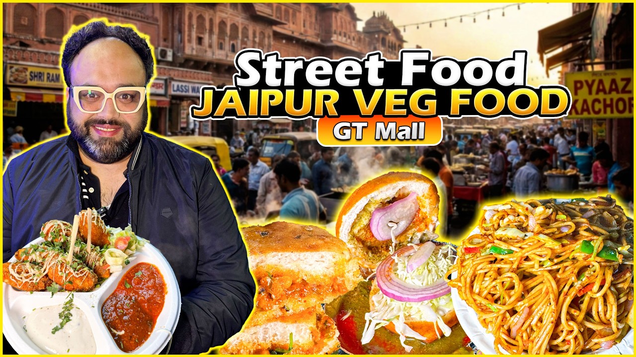 Jaipur Veg Street Food | Tawa Chowmein, Butter Dabble, Kurkure Momos, Gupta JI Burger, Orange Soda