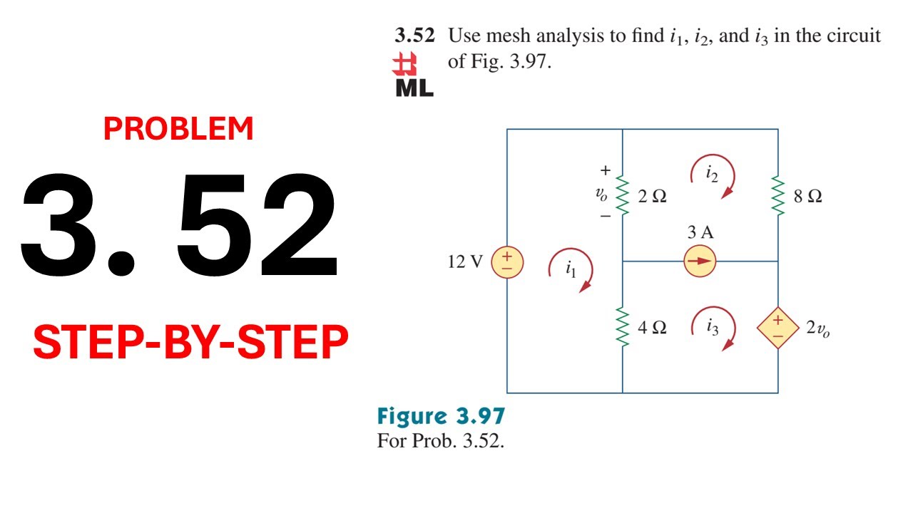 Problem 3.52 Use mesh analysis to find i1, i2, and i3 in the circuit of Fig. 3.97. (Sadiku) 5th Ed