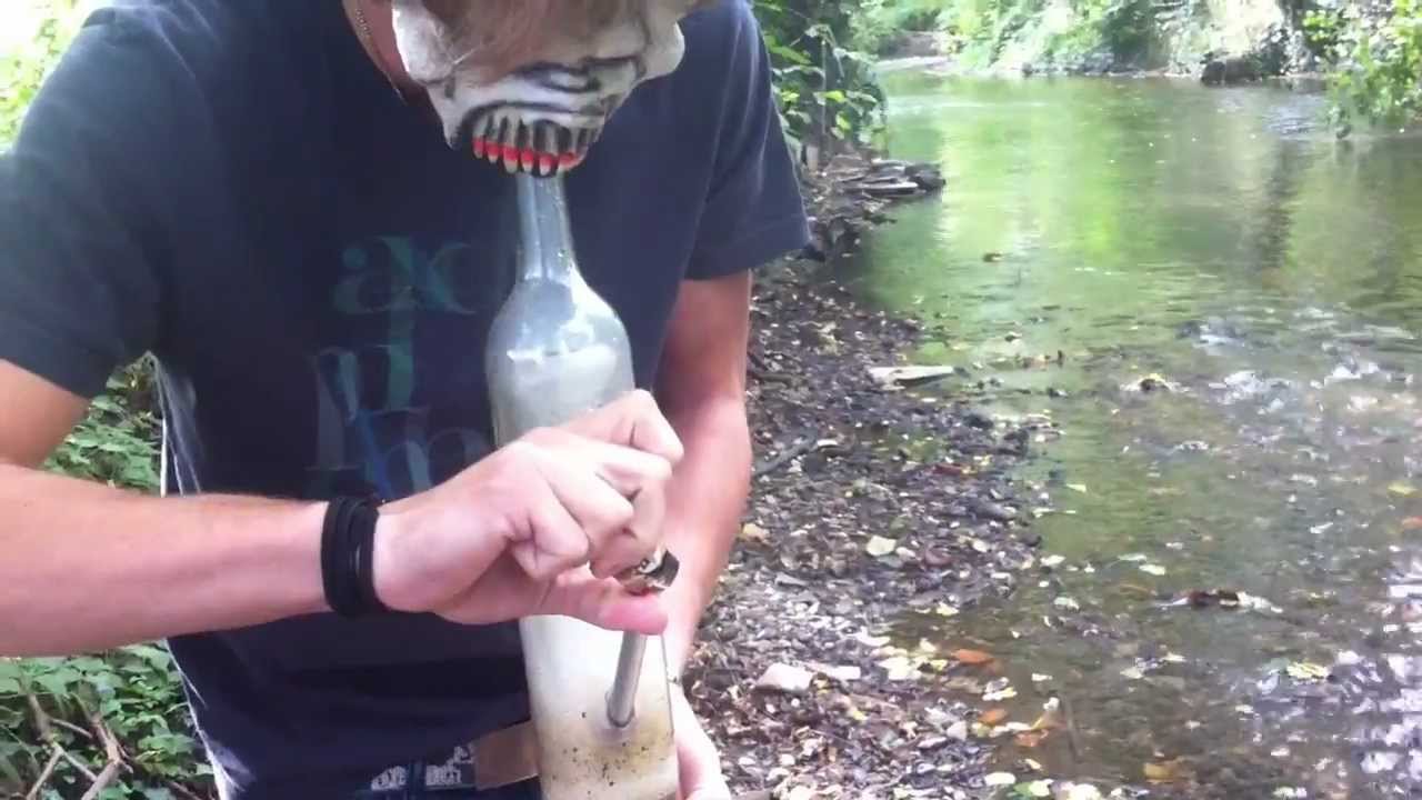 Homemade glass bong with percolator
