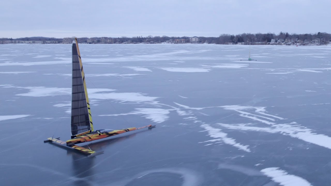 Ice boats on Lake Monona, Madison, WI. - January 15-16, 2022. DJI Air2s