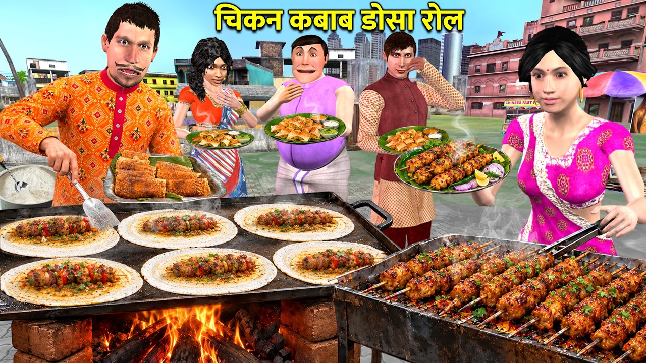 Chicken Kebab Dosa Roll Wala Tasty Chicken Dosa Street Food Hindi Kahaniya Moral Storie Comedy Video