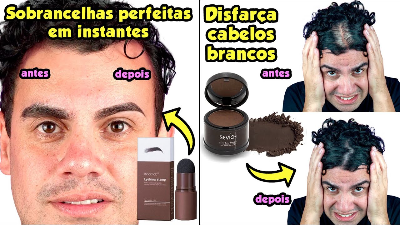 TESTANDO CARIMBO PARA SOBRANCELHAS PERFEITAS E SOMBRA CORRETIVO PARA CABELOS BRANCOS - Fubá online