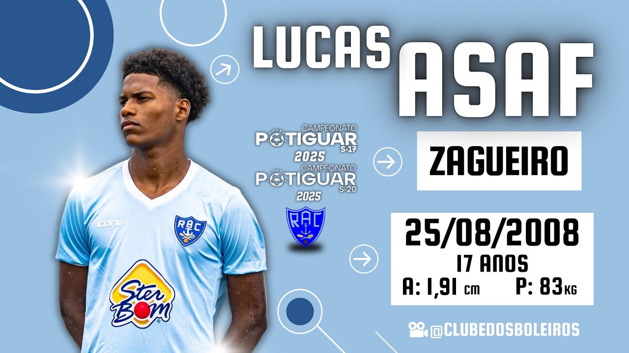 Atleta Lucas Asaf - Zagueiro - atuando pelo Riachuelo no Campeonato Potiguar Sub-17 e Sub-20.