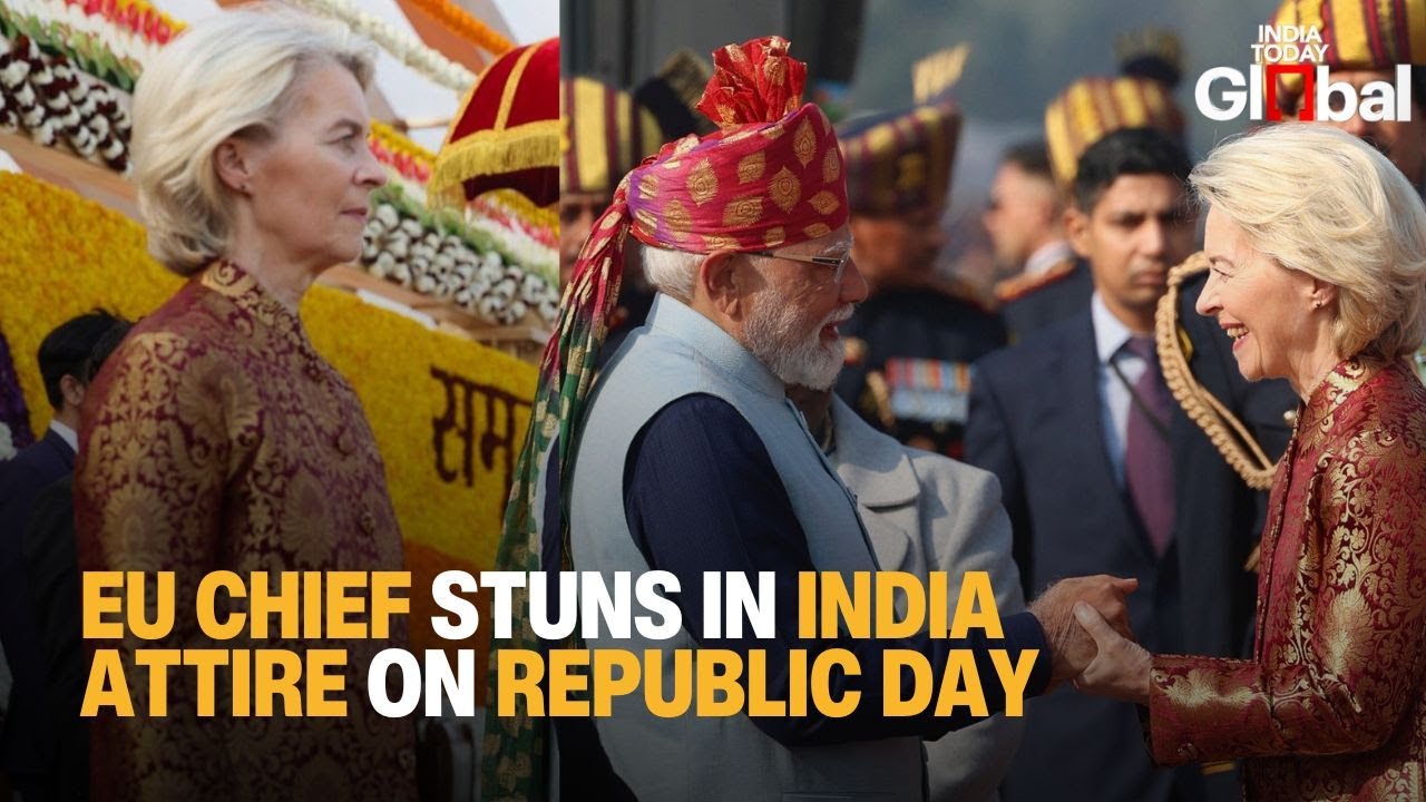 Ursula von der Leyen Stuns in Indian Bandhgala at Republic Day Ahead of India-EU Summit