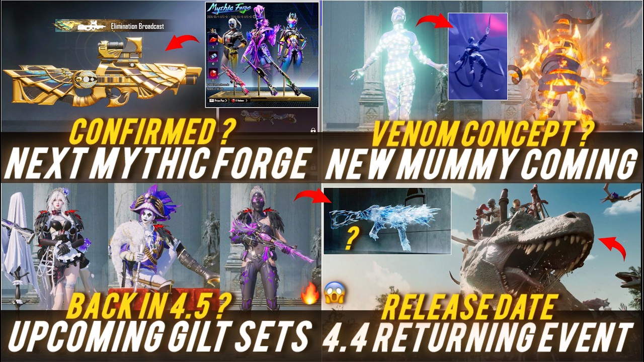 🔴4.4 NEXT MYTHIC FORGE GUN🔥😱 RETURNING EVENT & UMP GLACIER BACK MUMMY SUIT DATE & UPCOMING GILT SET