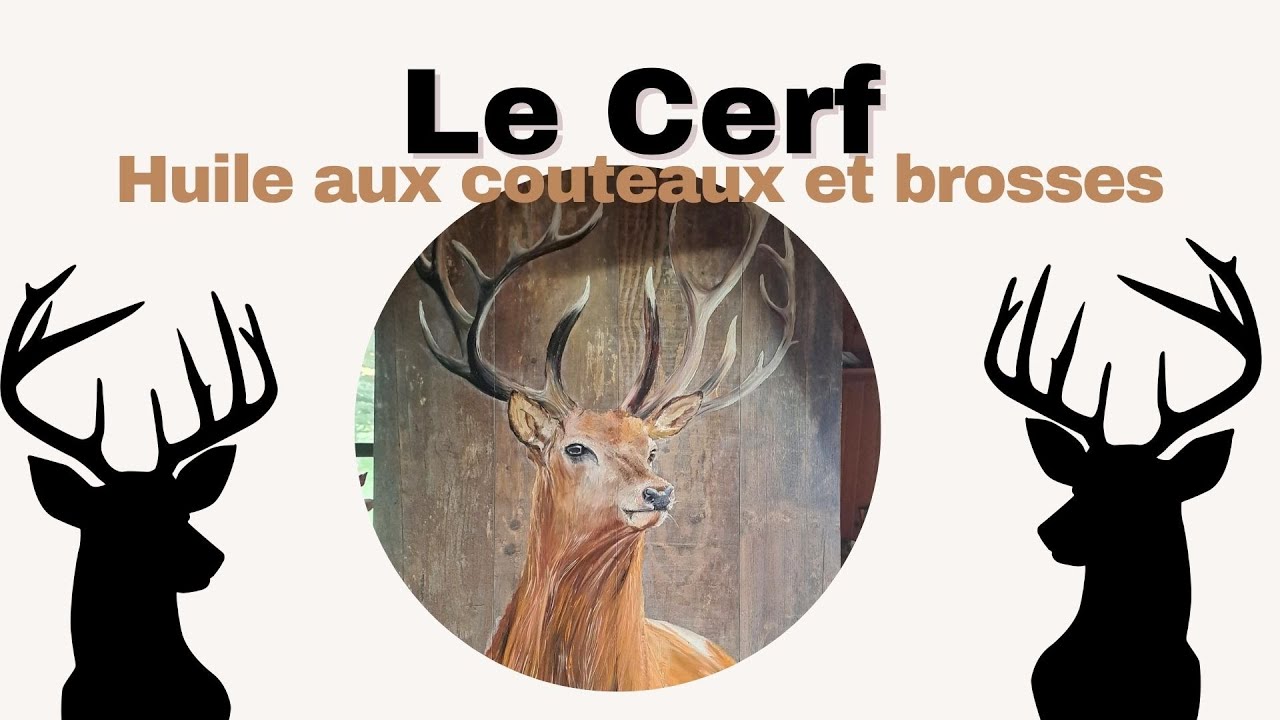 Le cerf Animal Totem - Huile aux couteaux et brosses