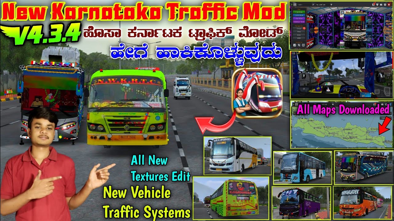 Bussid V4.3.4 Updated Karnataka Traffic Mod In Kannada 🤩 New Traffic Mod For Bussid V4.3.4 Kannada