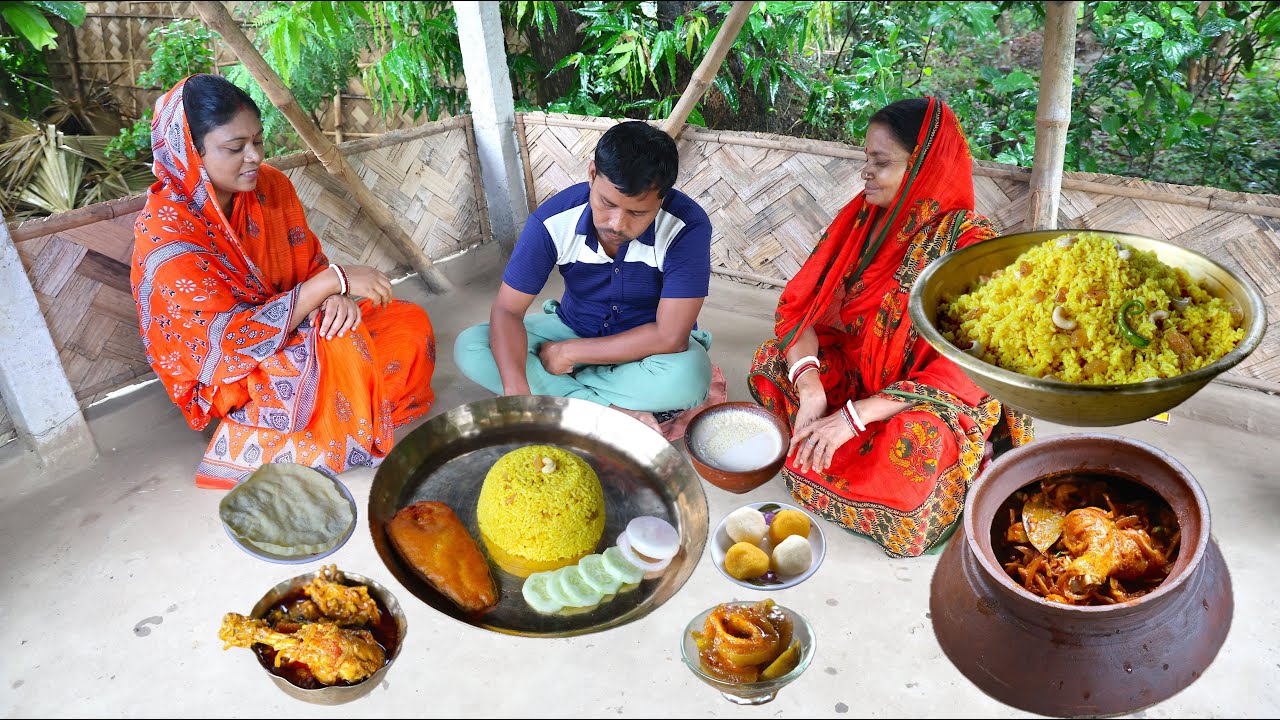 জামাইষষ্ঠী স্পেশাল মাটির হাঁড়িতে চম্পারণ চিকেন ও বাসন্তী পোলাও / Champaran Chicken & Basanti Pulao
