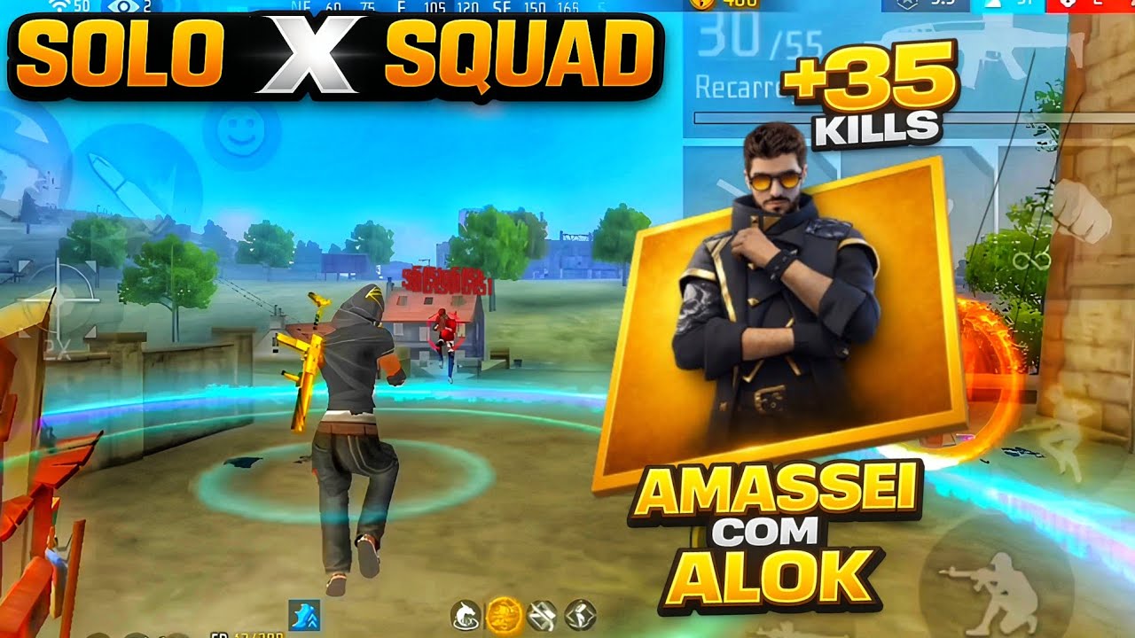 O NOVO ALOK TÁ ABSURDO! +35 KILLS SOLO VS SQUAD | FREE FIRE MOBILE