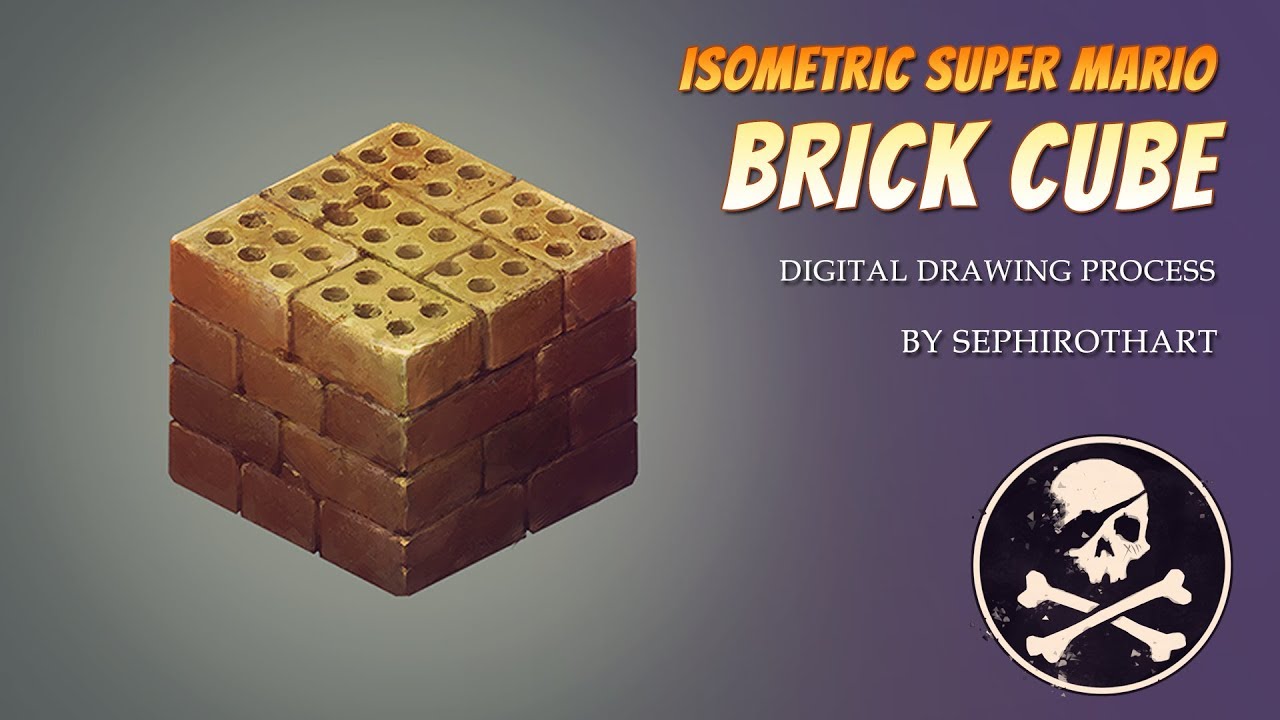 ISOMETRIC BRICK CUBE in Photoshop! Digital Drawing Process [PART 5] ● Sephiroth Art