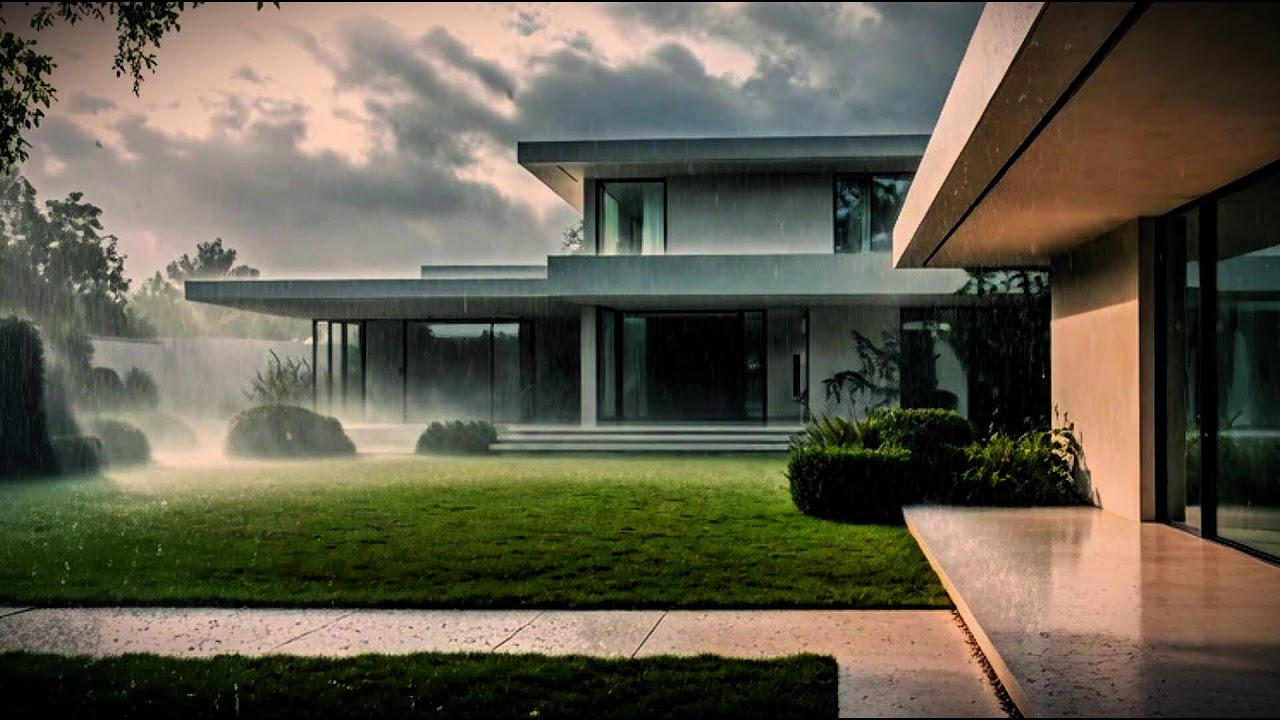Escape the Stress of the Day to Soothing Rain Ambience at a Minimalist Dream House 🌧️ | ASMR Rain Am