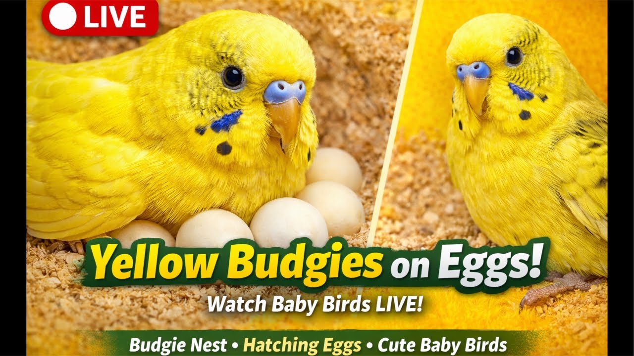 LIVE 24/7 Budgie Cam 🐦 | Cute Yellow & White Budgies | Relaxing Bird Sounds#shorts#nature