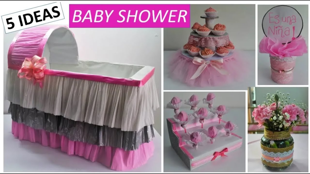 5 Ideas Fáciles y Económicas BABY SHOWER NIÑA | Cuna de regalos |  Mesa de dulces