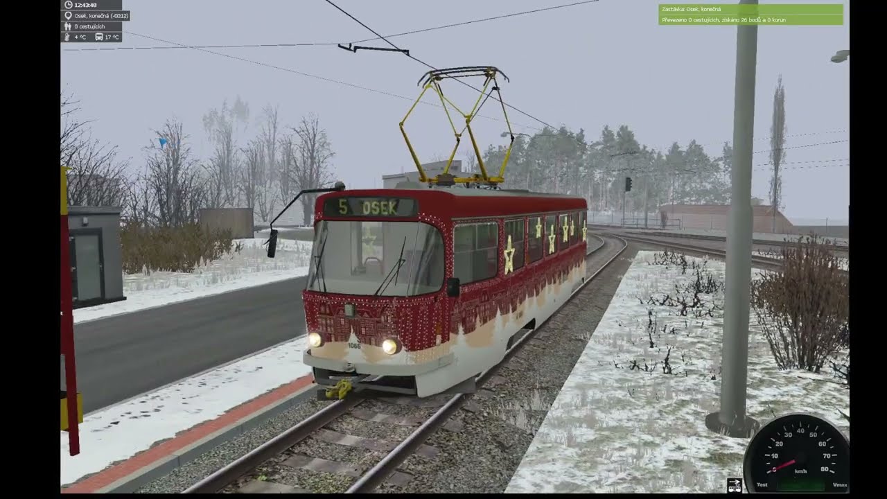 MHD Simt linka 5 - Novozamecká - Osek s Vánoční tramvají