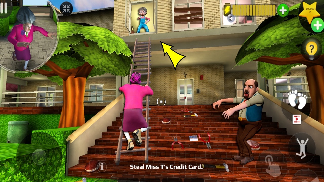 Scary Teacher 3D - New updater - troll Miss T fell face down so fun part 6005  #scaryteacher3d