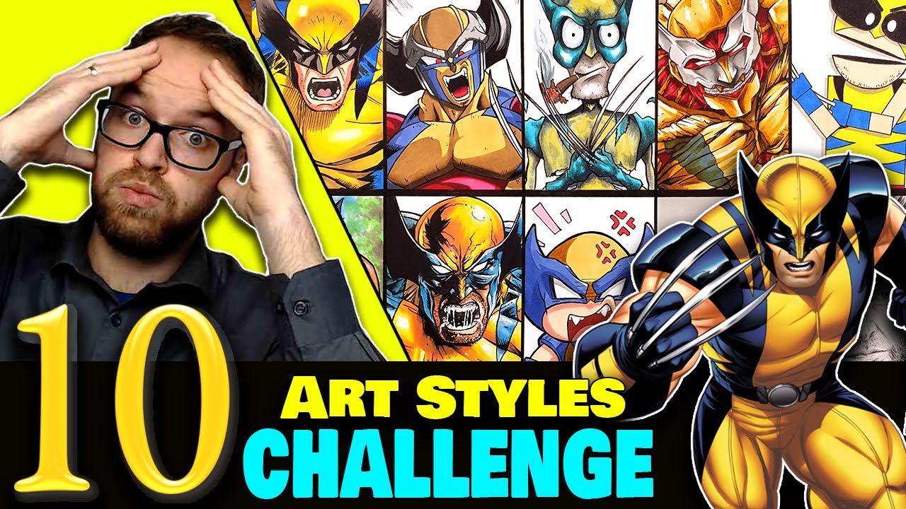Drawing in 10 DIFFERENT STYLES..? | Art Styles SWAP Challenge | Wolverine