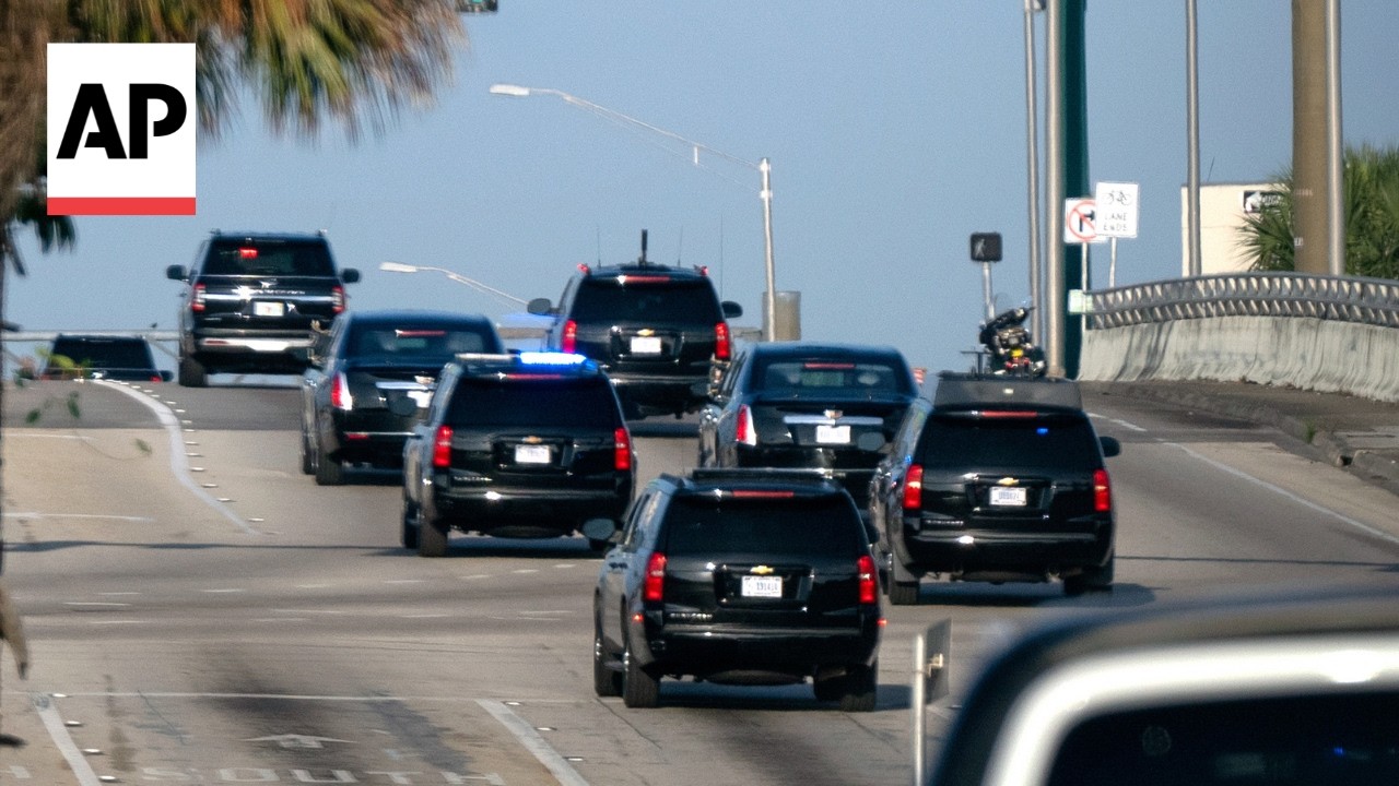 Trump departs Trump International Golf Club in West Palm Beach
