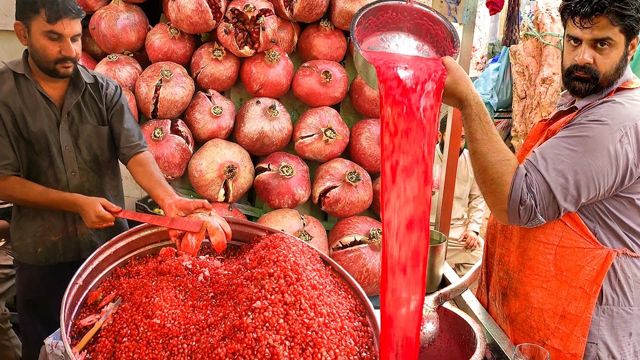 7 Street Fruit Juices | Amazing Street Drink Pomegranate, Orange Juice Making. Pakistani Street Food