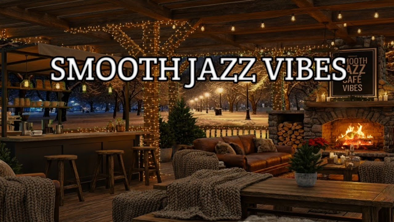 Smooth Jazz Instrumental for Sleep ☕ Cozy Winter Café & Fireplace Ambience