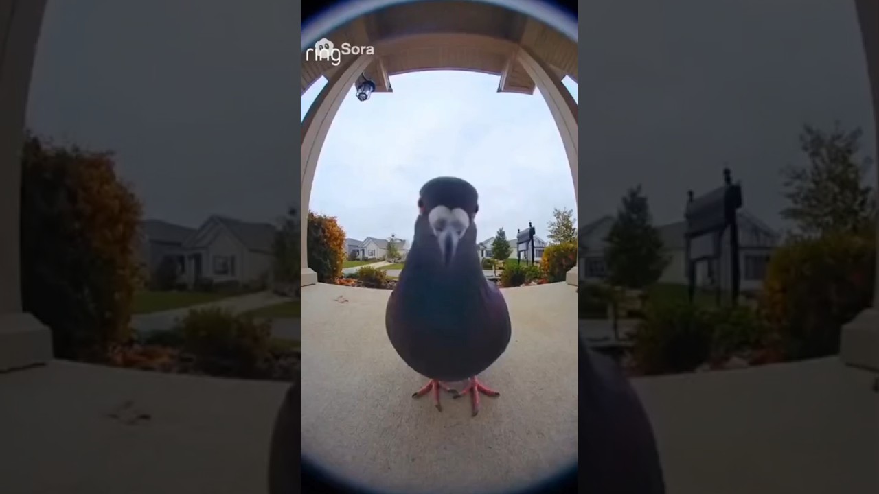 Funny pigeon at doorbell security camera | 🤣 
