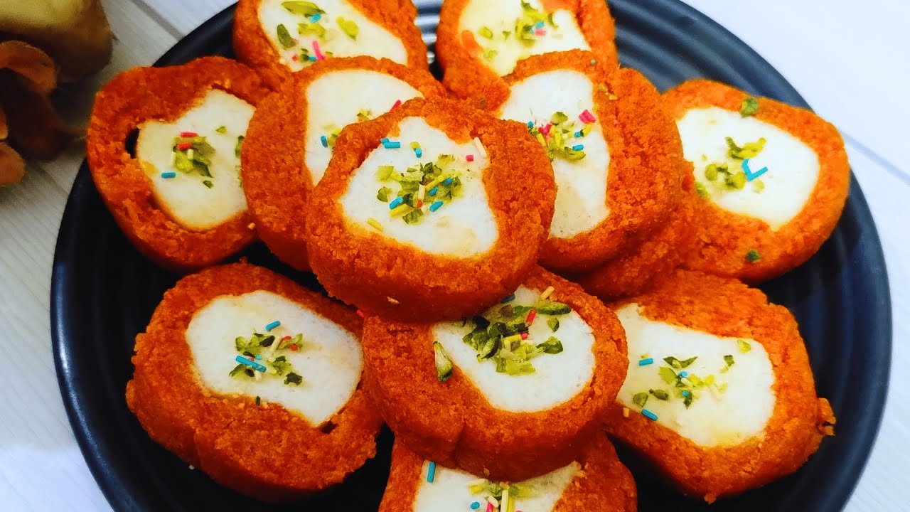 Basant panchmi Special | गाजर छेना रोल मिठाई | Carrot Sweet Recipe | Burfi 