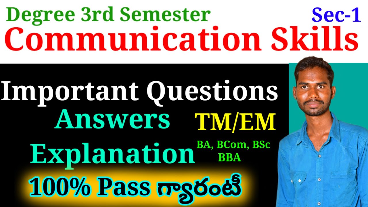 Degree 3rd semester Communication Skills Important Questions with Answers #communication_skills #ou