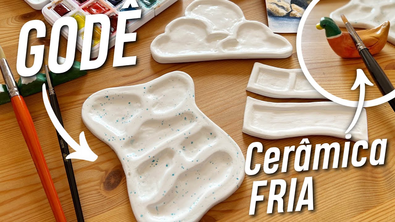 FAZENDO UM GODÊ com CERÂMICA FRIA para aquarela