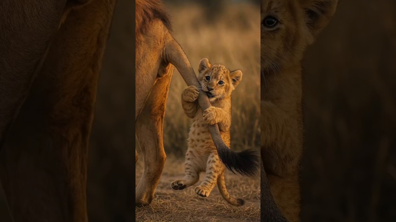 The Father Lion Playing With His Cubs #lion #lions #cubs #wildlife #southafrica #shorts #wild