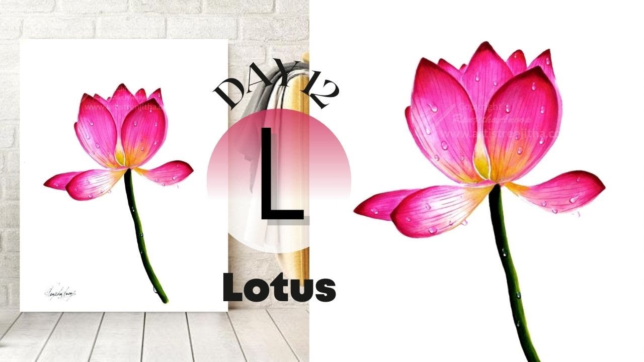 LOTUS flower painting Acrylics Learn how to paint WATERDROPS - ART