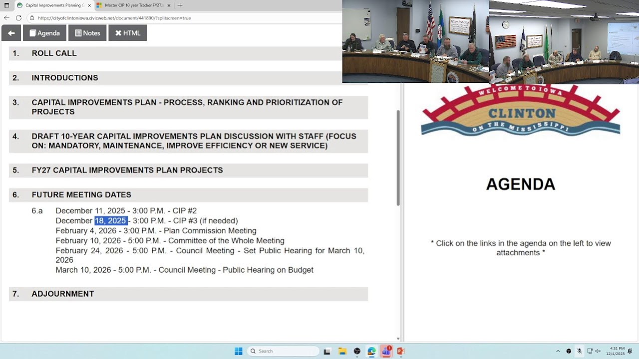 Capital Improvements Planning Committee - Dec 04 2025