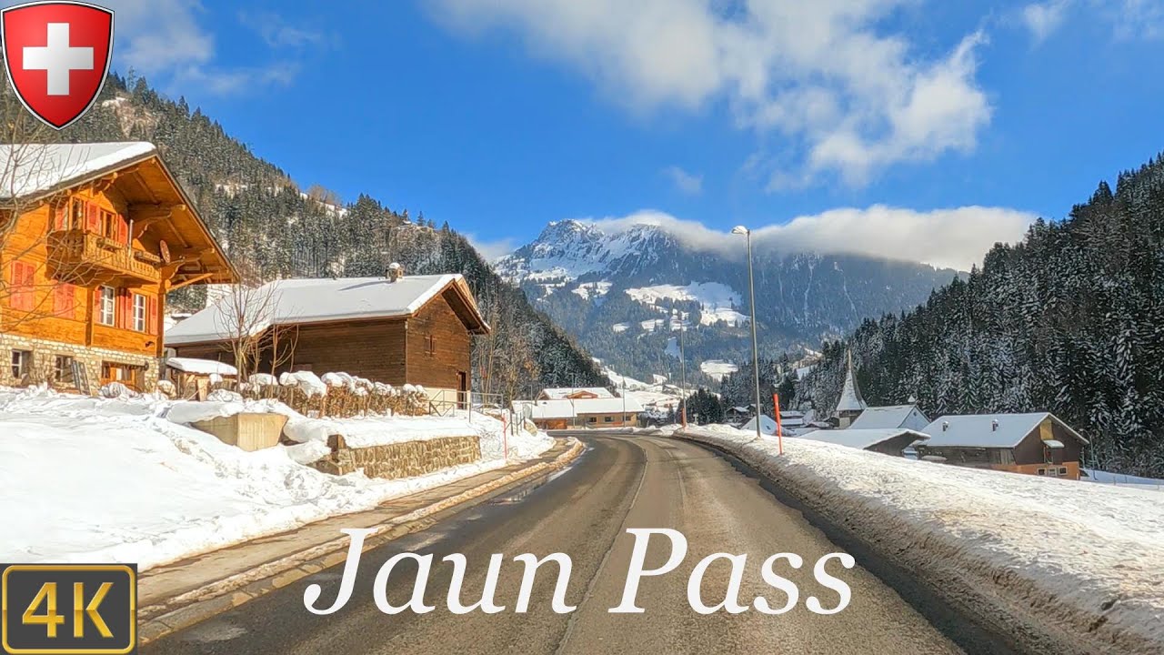 Driving Switzerland 🇨🇭 | Jaun Pass 4K Winter Scenic Drive | Relaxing music