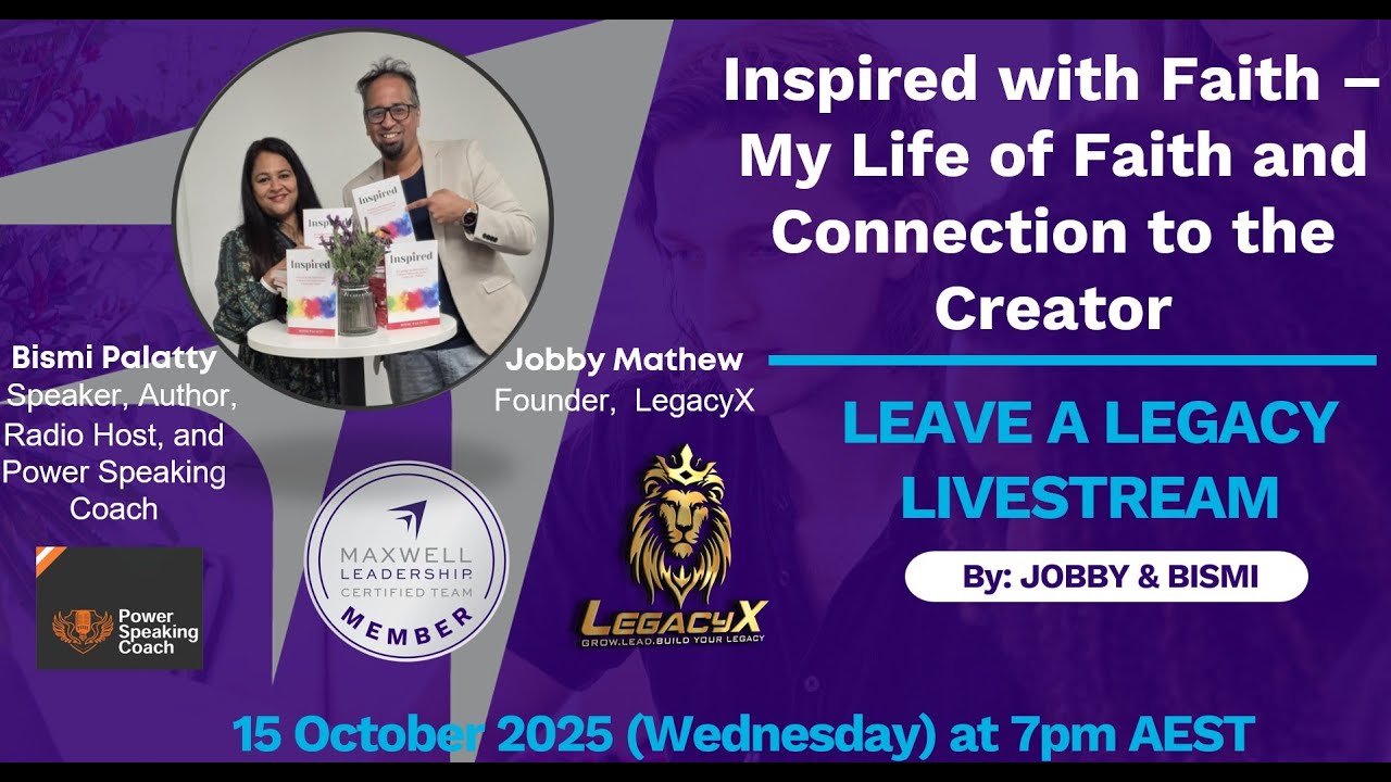 🌿 Leave a Legacy Livestream with Bismi Palatty – Inspired with Faith & Connection to the Creator