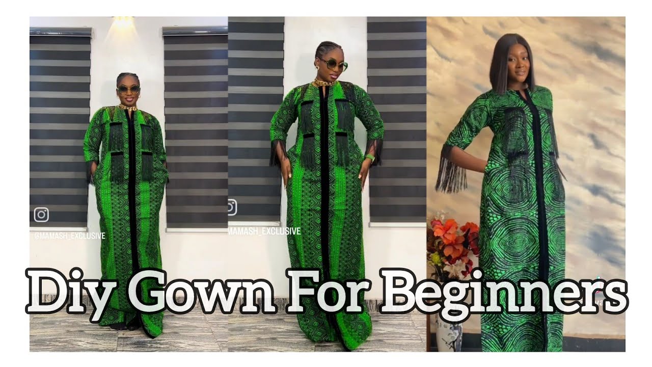 How To Cut ✂️ And Sew🪡 A kaftan Gown With Front Slits And Fashion Fringes