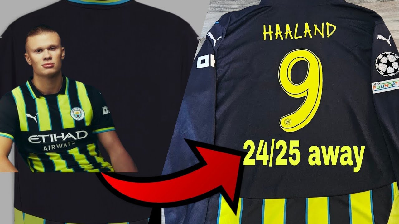 Adding Erling Haaland#9 name set on Manchester City 24/25 away Long sleeve jersey