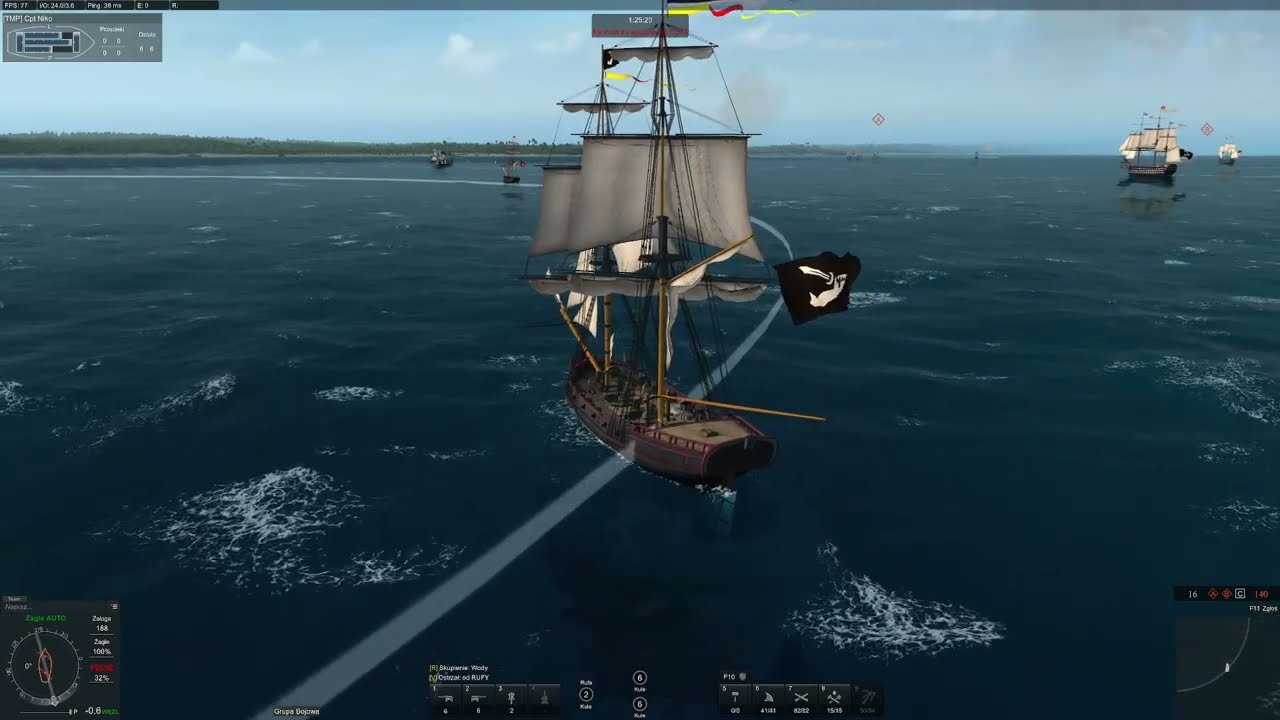 Mortar Brig in Port Battle (big hits & demasting) Naval Action